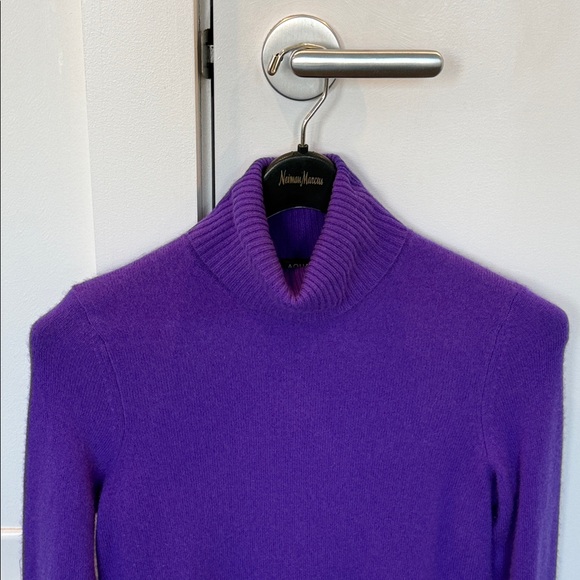 Aqua Vibrant Purple Cashmere Cowl Neck Sweater - Picture 5 of 5